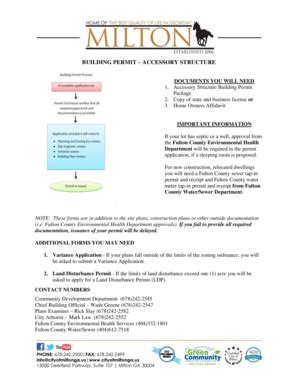 Fillable Online BUILDING PERMIT ACCESSORY STRUCTURE - Cityofmiltonga ...