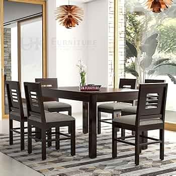UK FURNITURE Solid Wood Dinning Wooden Dining Room Set 6 Seater Dining ...