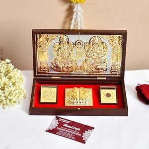 Buy Ekdantay Gold Plated Dhanlaxmi-Kuber Charan Paduka | Devotional ...