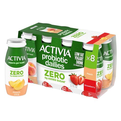 Activia Zero 0g Added Sugar* Peach and Strawberry Probiotic Dailies ...