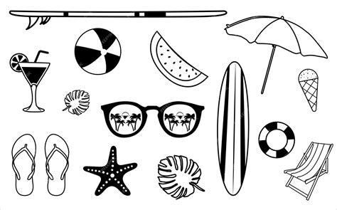 Premium Vector | Summer object silhouettes
