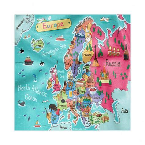 Europe World Map with Landmarks 的图像结果