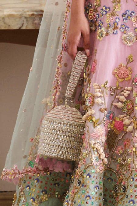 Buy Silver Beads Starry Embellished Bucket Bag by FOREVER NOOR Online ...