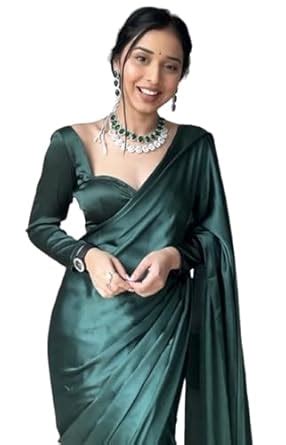 SATAZ Women's Ready to Wear Castleton Green Plain Satin Silk 1 Minute ...