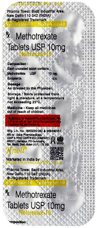 Noltrexate 10 Mg Tablet 10 - Uses, Side Effects, Dosage, Price | Truemeds