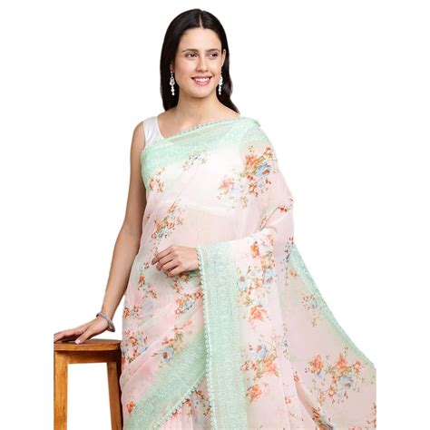 Kalyan Silks Women's Cotton Blend Exclusive Creamy Peach Saree : Amazon ...