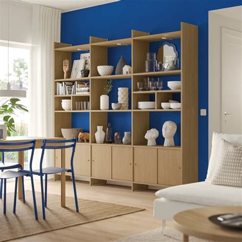 LÅDMAKARE storage combination w sliding doors, with 2 shelf inserts/oak ...
