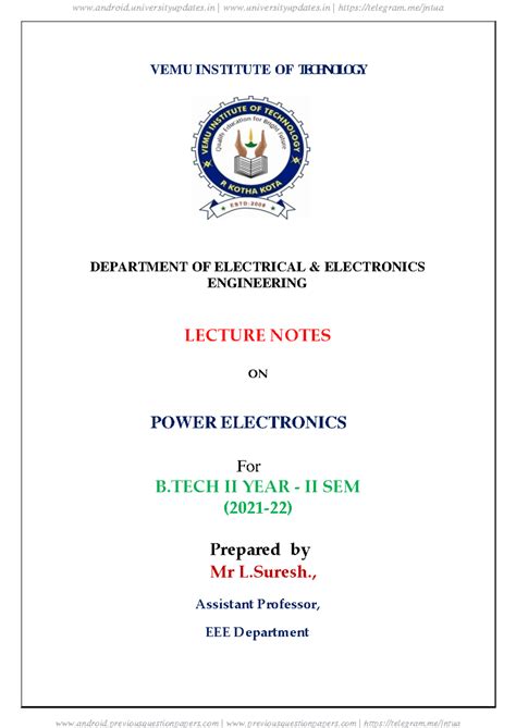JNTUA 20A02401T Power Electronics Lecture Notes for B.Tech II Year ...