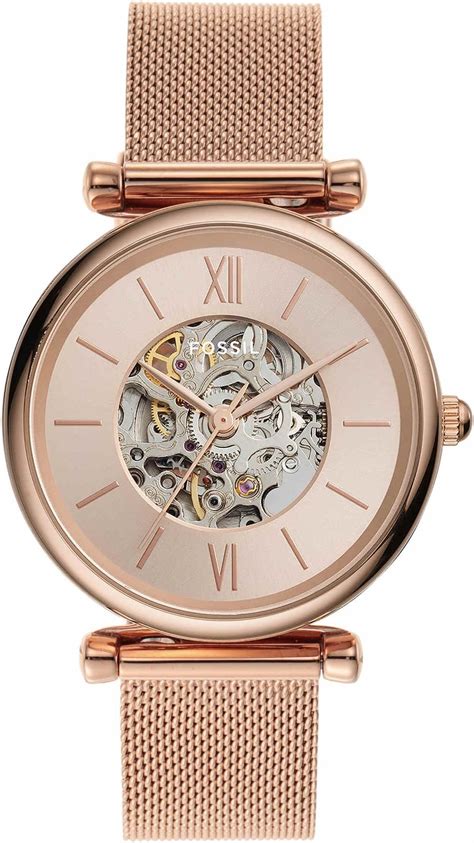 Fossil Carlie Analog Rose Gold Dial and Band Women's Stainless Steel ...