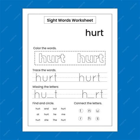 Premium Vector | Kindergarten sight word practice worksheet