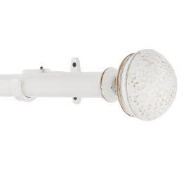 36"-66" Hammered Mushroom Extendable Curtain Rod Ivory 25mm