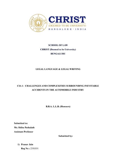 Rimjhim pranva Assignment - SCHOOL OF LAW CHRIST (Deemed to be ...