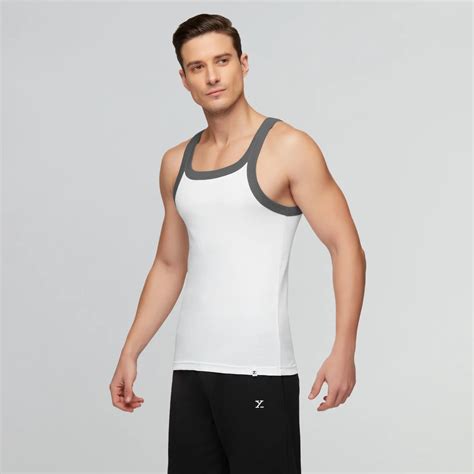 XYXX Vests for Men | White, Activo Cotton Gym Vest, Stretch Cotton ...