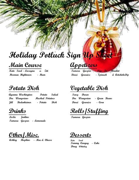 Free Printable Potluck Signup Sheet Templates [PDF, Word, Excel]