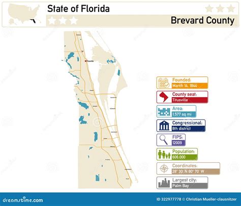 Map of Brevard County in Florida USA Stock Illustration - Illustration ...