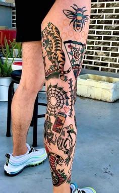 Pin by Derek Clark on Tattoo Envy. | Traditional tattoo, Leg sleeve ...