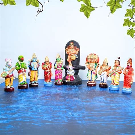 Buy PujaNPujari Pradosham Golu Dolls Set of 10 | Handcrafted 9-Inch ...