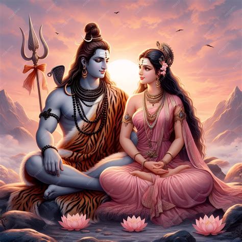 Indian famous hindu gods shiva parvathi ai generated images | Premium ...