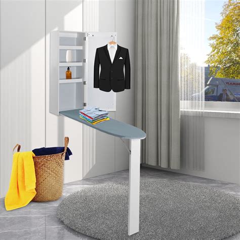 Miumaeov Wall Mounted Rotation Ironing Board with Storage Cabinet Built ...