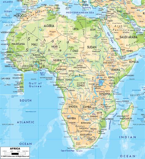 Physical Map of Africa | Africa map, Africa, World geography