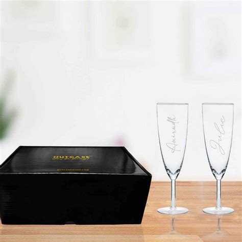 Personalized Engraved Champagne Flutes with Name | Nutcase India