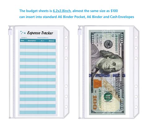 90 pcs Budget Sheets for A6 Binder Expense Tracker Sheets for Cash ...