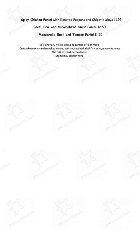 Menu at Tuscany Cafe and Bistro, Alpharetta