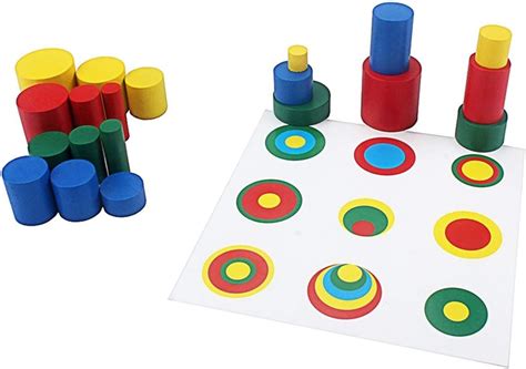 Buy Montessori Colored Cylinders With Control Cards Kids Wooden ...