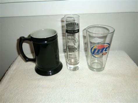 Lot of (3) "Harley Davidson Glasses" Sturgis Shot, Stein, and Beer | #3932747912