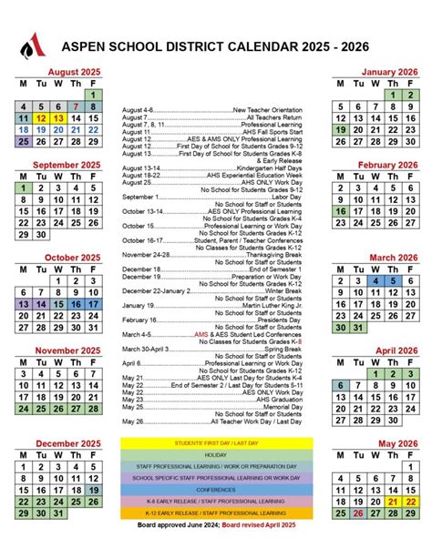 Aspen School District Calendar 25-26 Revised [PDF] - EduCounty
