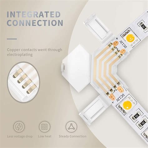 Buy VIVEFOX 10 Pcs L Shape 4-pin Connectors, LED Light Strip Connector ...