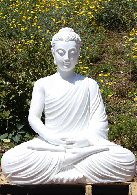 Serene Gandhara Meditating Garden Buddha Statue Hand Carved from ...