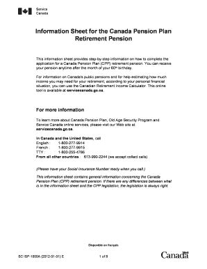 Fillable Online servicecanada gc information sheet for the canada ...