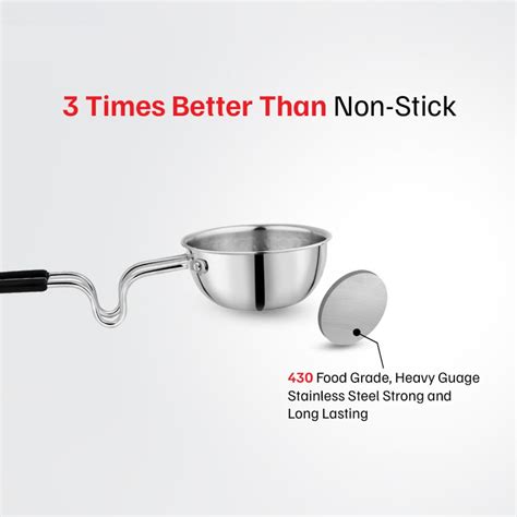 Vinod - Claro Heavy Gauge Stainless Steel Tadka Pan Plain, 1.5 mm ...