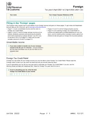 2022-2026 Form UK HMRC SA106 - Blank Fillable Template | Fill Out ...