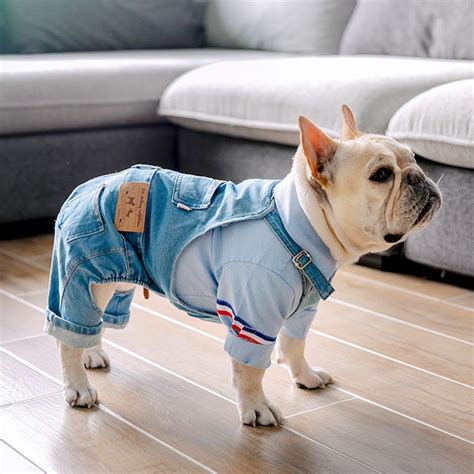 デニム犬のコート秋冬ペット犬太った犬の服ペットの服フレンチブルドッグ子犬パグ犬のジャケット オータム 秋物 ウィンター 冬物 ...