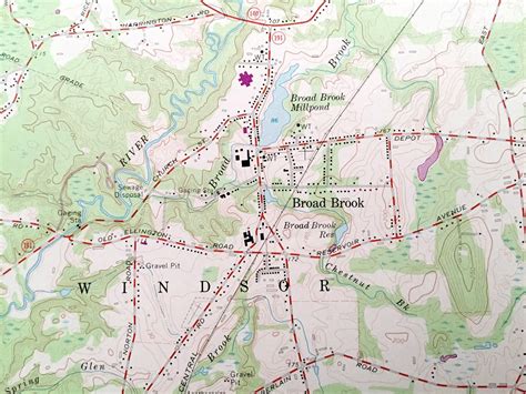 Antique Broad Brook, Connecticut 1964 US Geological Survey Toographic ...