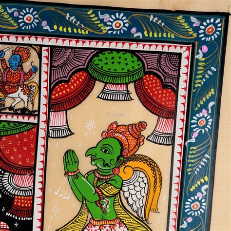 Lord Jagannath with Dashavataras Hand-painted Pattachitra | Greyish Bl ...