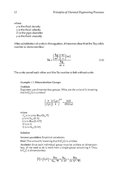 Principles of Chemical Engineering-6 - Example 1 Dimensionless Groups ...