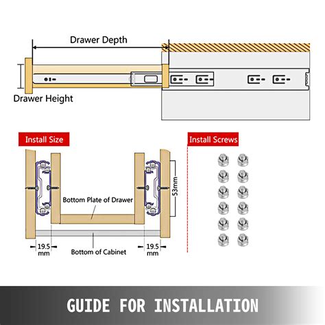 VEVOR Heavy Duty Drawer Slides 22" Length, Locking Drawer Slides 500lbs ...