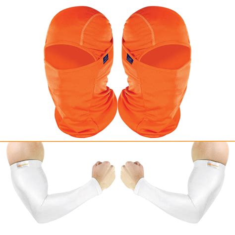 Buy Arm Sleeves (White) & Face Mask (Orange) - Pack of 4 Online ...