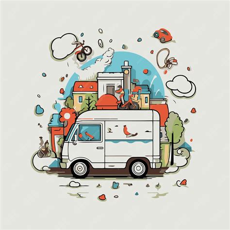 Premium Vector | Vector illustration of a van delivering food to the ...