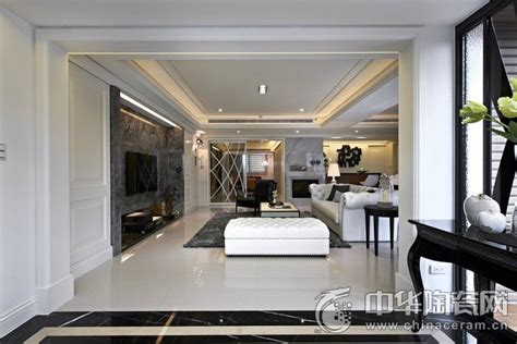 145平新古典客厅瓷砖装修效果图 古典与奢华完美融合-陶瓷网
