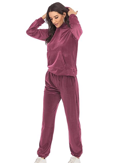 FUTATA Womens Velour Sweatsuit Sets Workout Tracksuit 2 Piece Outfits ...