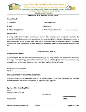 Fillable Online LABOUR PAYMENT ADVANCE REQUEST FORM Fax Email Print ...