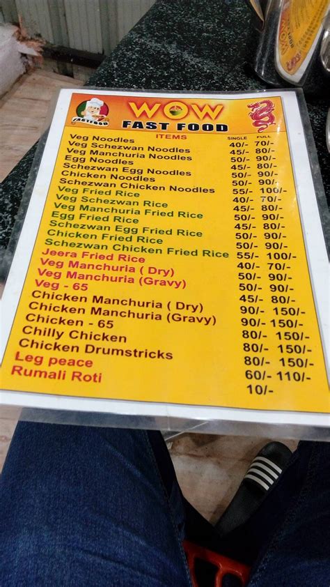 Menu at Wow Fast Food center, Hyderabad