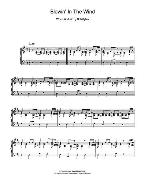 Bob Dylan Blowin' In The Wind 114315 in 2019 | Sheet music notes, Sheet ...