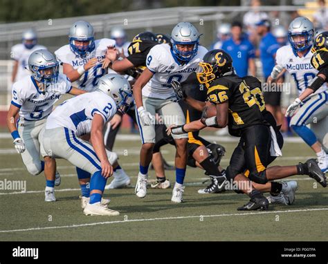 Football action with McQueen High School junior varsity at Enterprise ...