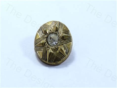 Metalic Golden Round Pyramid Stone Design Acrylic Buttons