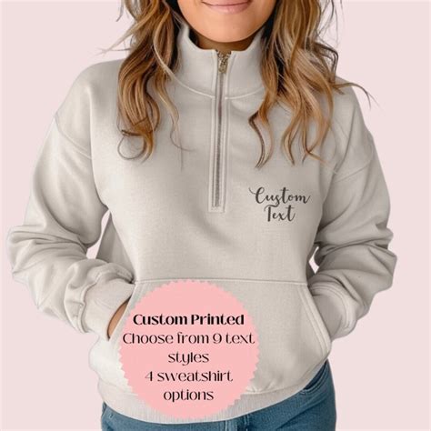 Personalized Quarter Zip Custom Sweatshirt Custom Printing Custom ...